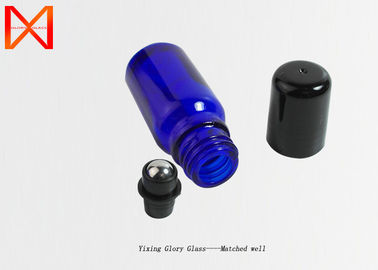 Blue Essential Oil Glass Bottle Reduce Fingerprint Residue Sealing With Steel Roller