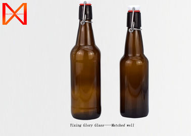 Customized Glass Beer Bottles , Stubby Glass Bottles Swing Top Cap Sealed