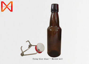 Designable Shape Brown Glass Beer Bottles , Brown Swing Top Bottles Clear Material