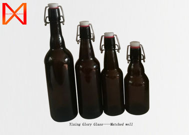 Refillable Glass Beer Bottles Bulk Metal Clamp Silicone Stopper Leak Proof