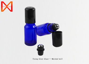 Blue Essential Oil Glass Bottle Reduce Fingerprint Residue Sealing With Steel Roller