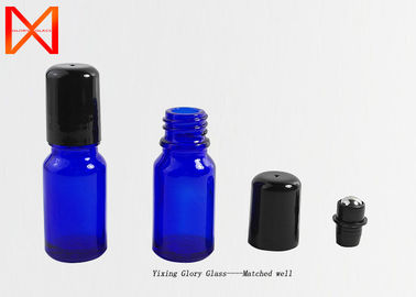 Blue Essential Oil Glass Bottle Reduce Fingerprint Residue Sealing With Steel Roller