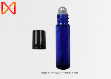 Blue Essential Oil Glass Bottle Reduce Fingerprint Residue Sealing With Steel Roller