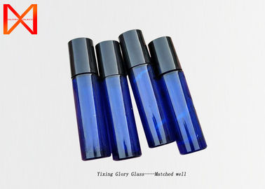 Blue Essential Oil Glass Bottle Reduce Fingerprint Residue Sealing With Steel Roller