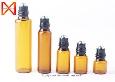 Stainless Steel Glass Roller Bottles , Amber Roll On Bottles 2ml 5ml 10ml Clear Light