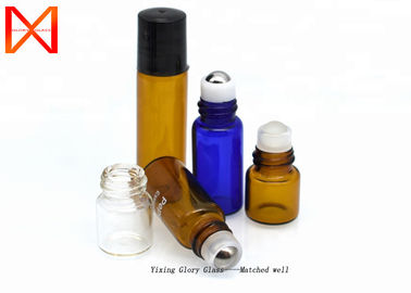 Stainless Steel Glass Roller Bottles , Amber Roll On Bottles 2ml 5ml 10ml Clear Light