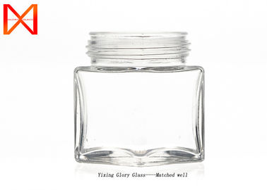 Smooth Surface Glass Storage Jars , Microwave Safe Glass Containers Detachable Lid