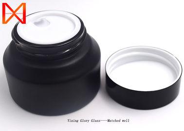Elegant Glass Cream Jars , Small Glass Makeup Jars Frosting Surface Treatment