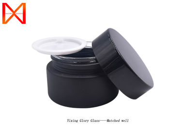 Shinny Black Glass Cosmetic Containers 10g 30g 50g Plastic Top Cap Eco Friendly