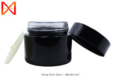 Shinny Black Glass Cosmetic Containers 10g 30g 50g Plastic Top Cap Eco Friendly