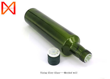 Wholesale 500ml Dark Green Round Olive Oil Glass Bottles with Aluminum Cap